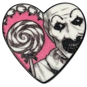 Pin 1.25” Heart Terrifier Art the Clown Enamel Brooch
